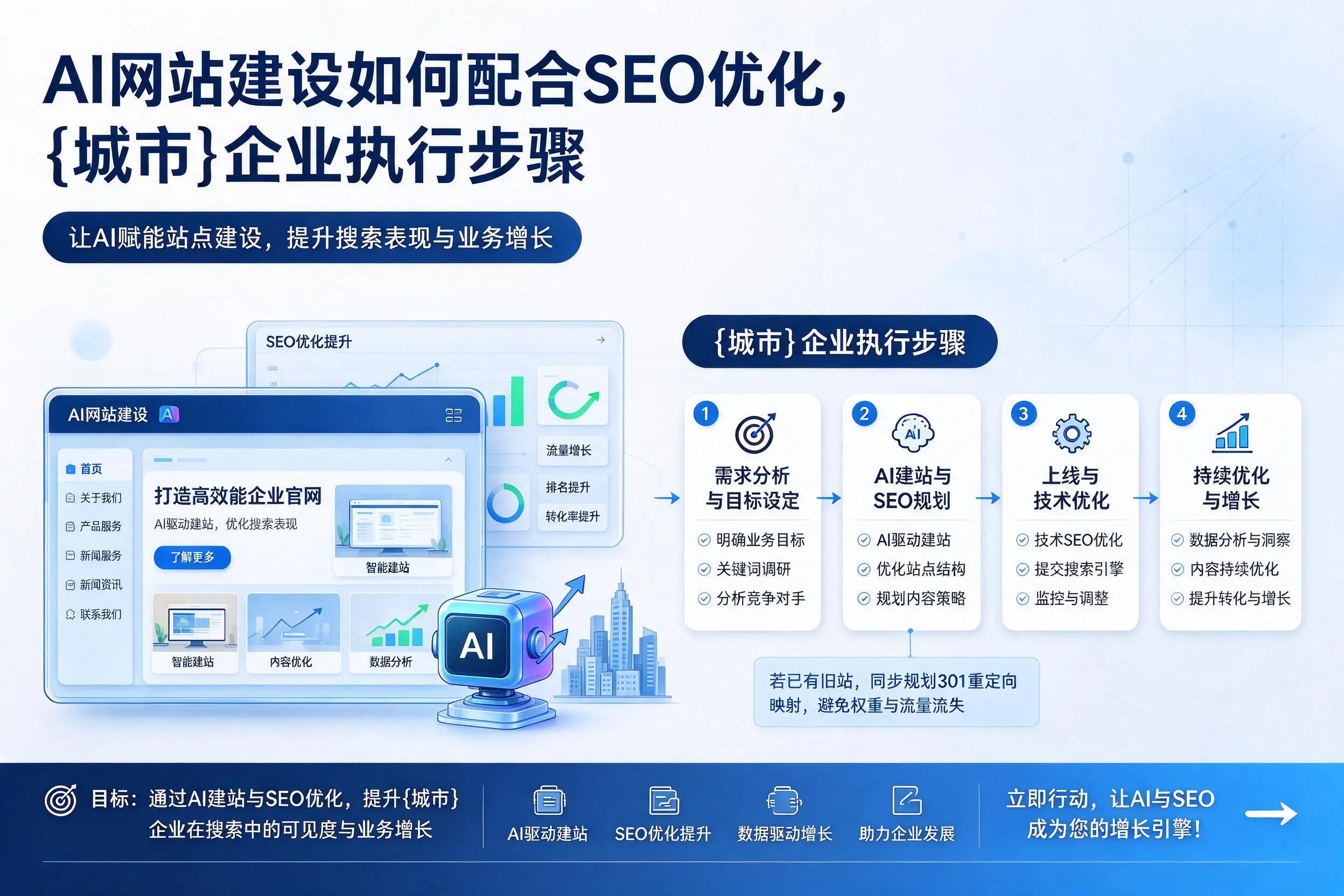 AI网站建设如何配合SEO优化，黄山企业执行步骤