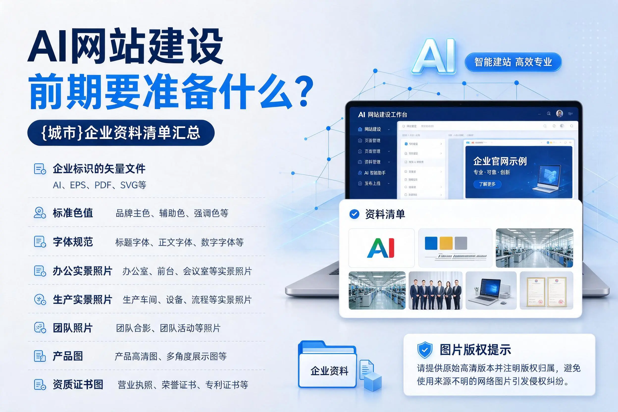 AI网站建设前期要准备什么？黄山企业资料清单汇总