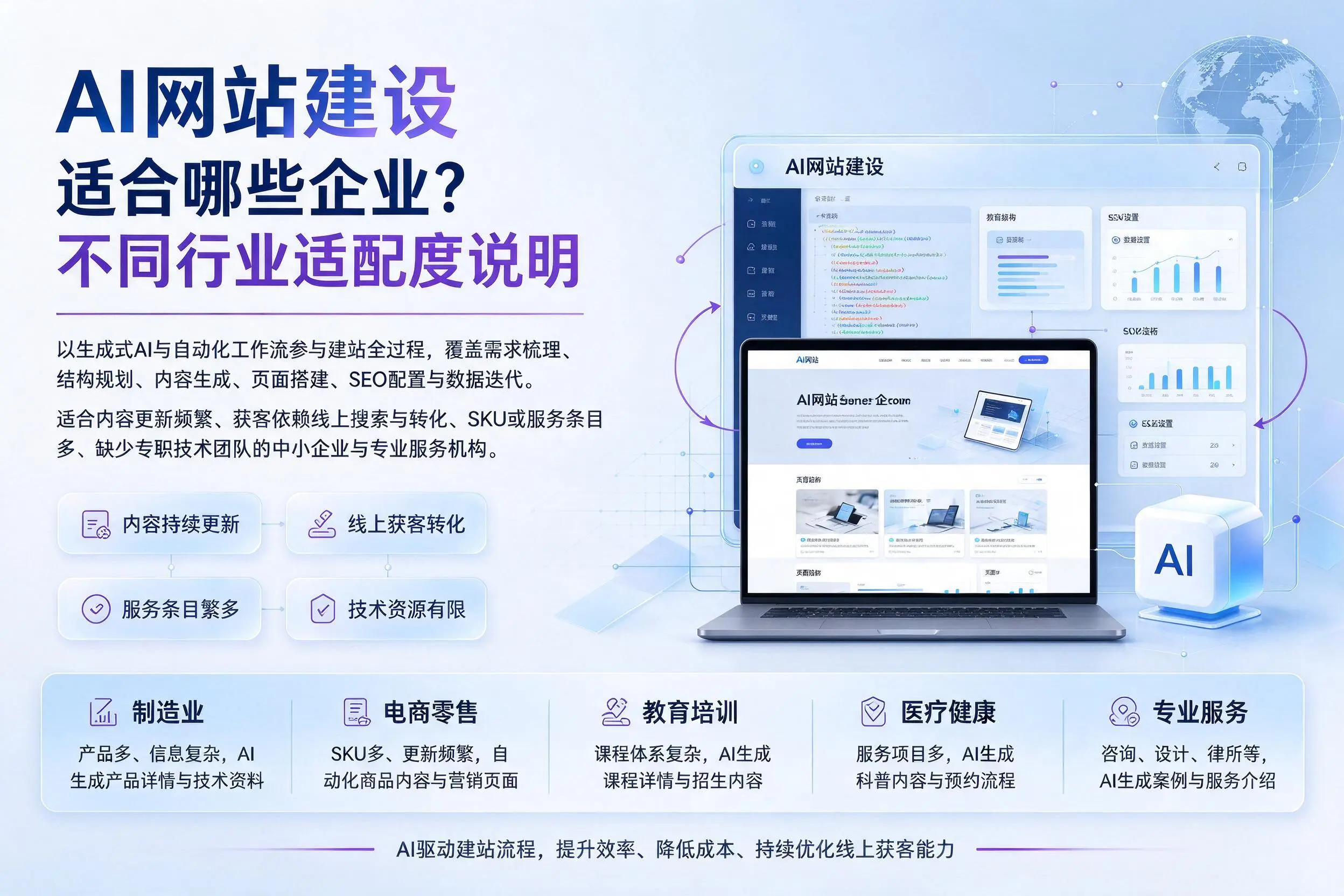 AI网站建设适合哪些企业？黄山不同行业适配度说明